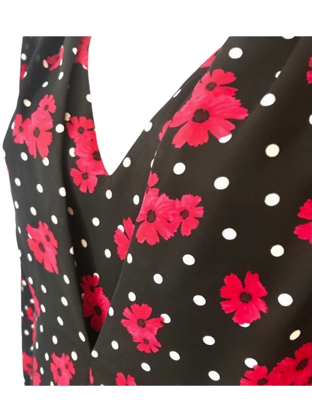NWT Elle Black Floral V-Neck Long Sleeve Blouse Career Top Size S - Picture 5 of 7
